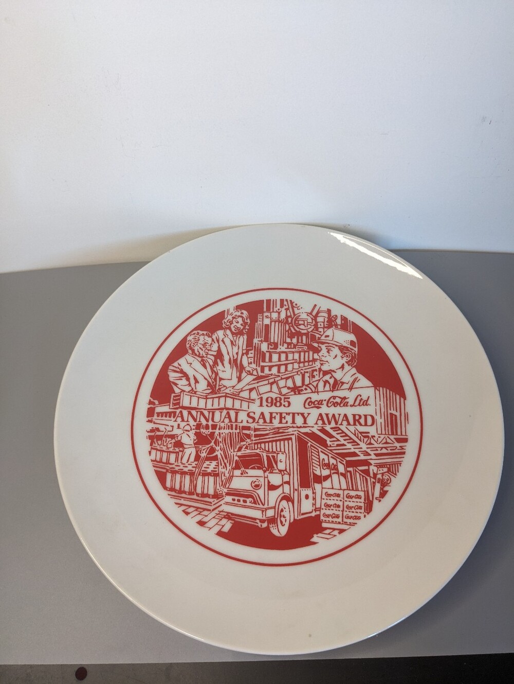Coca Cola 1985 Annual Safety Award Large Display Plate Industrial Collectible